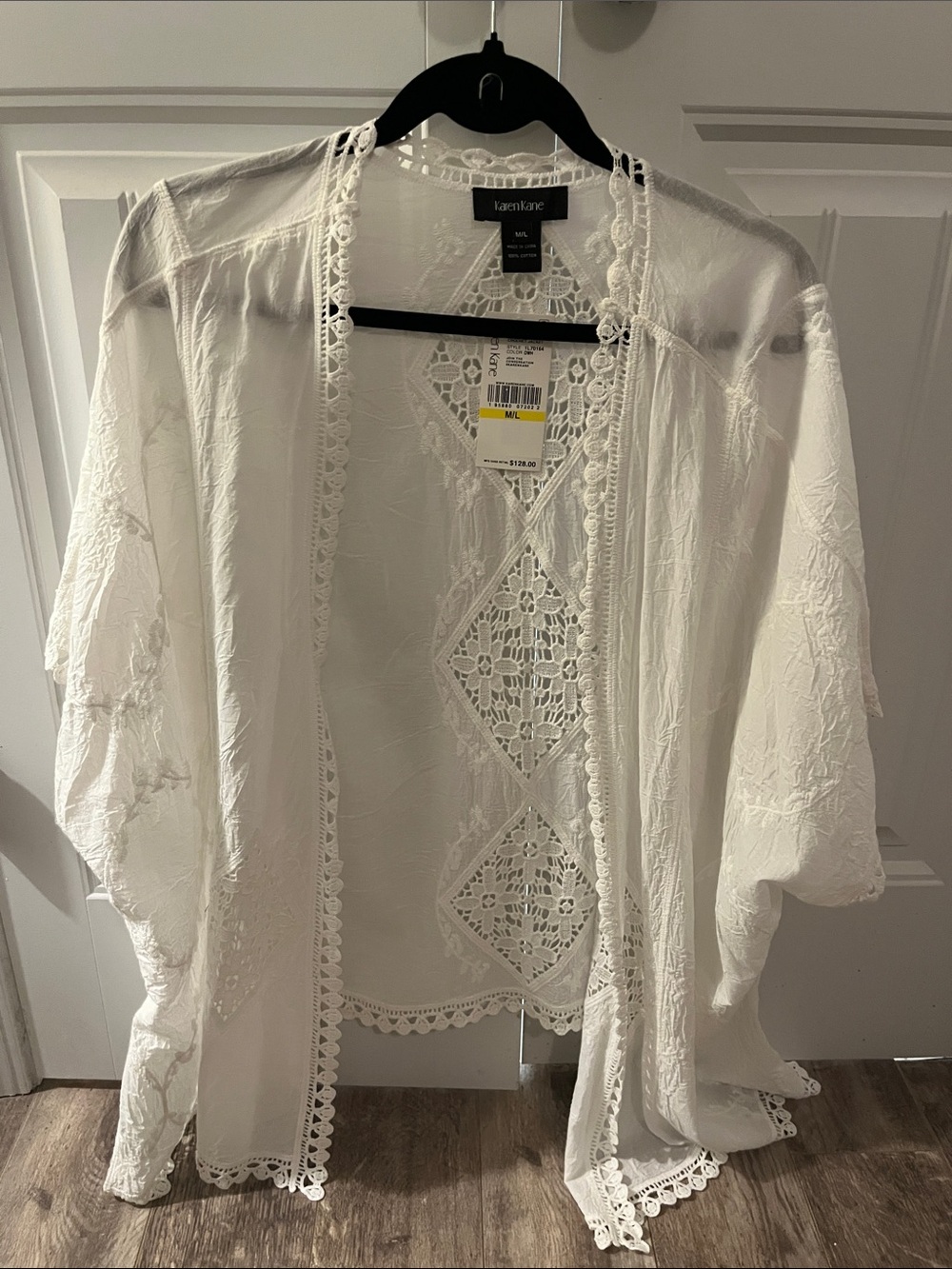 Karen Kane White Lace Open Front Cardigan NWT